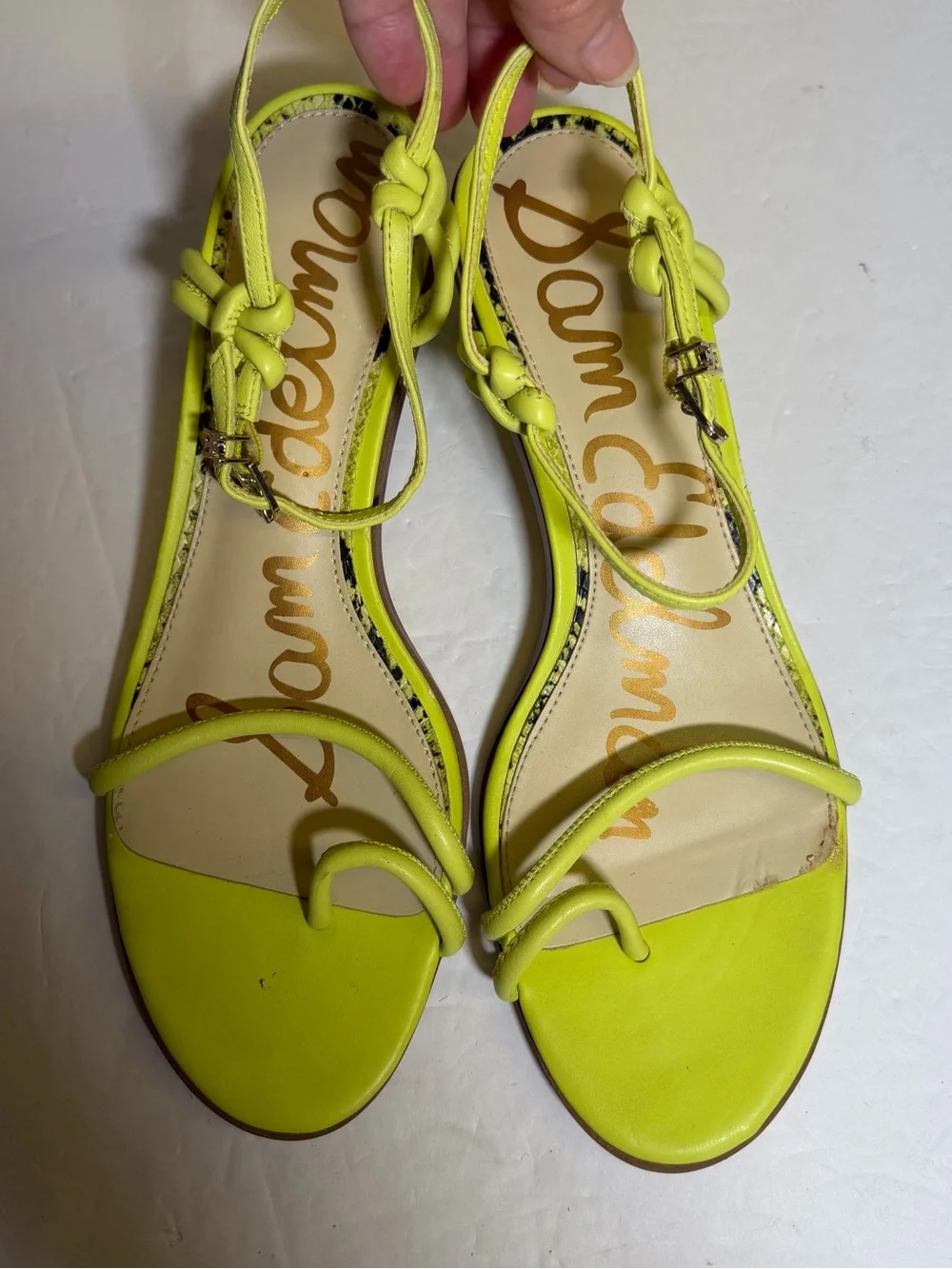 Sam Edelman Isle block heel lime yellow Strappy Toe-Ring Sandals Size 9
